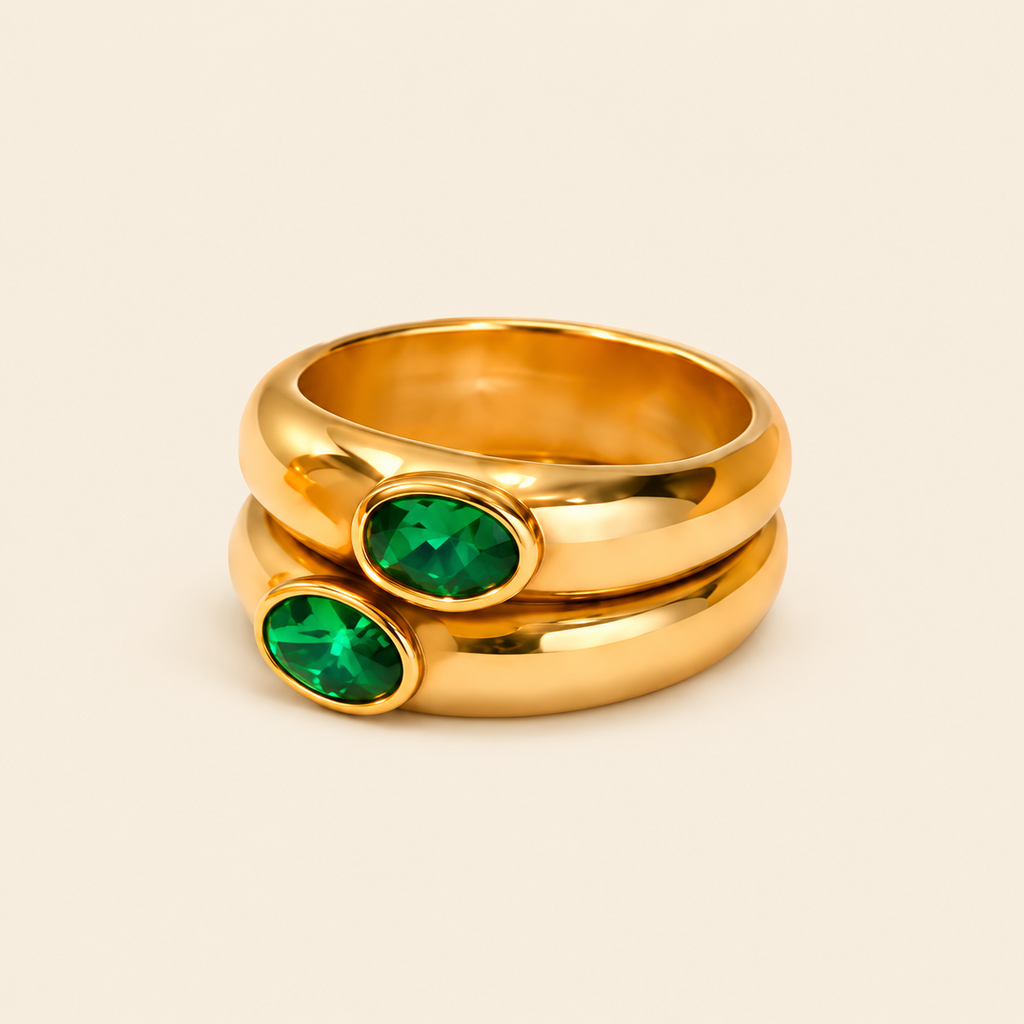Verdant Halo Stacking Rings