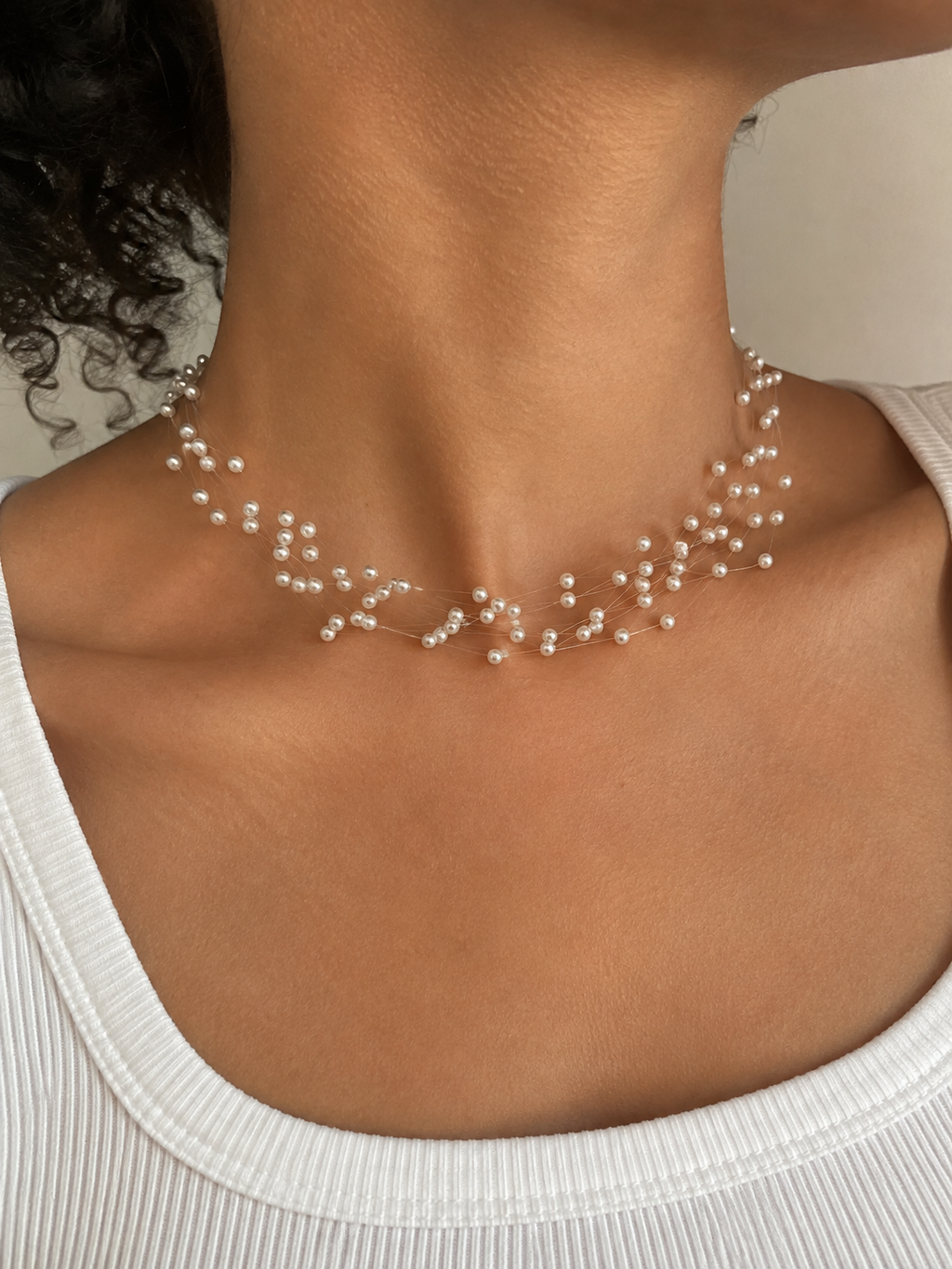 Starlit Pearl Veil Necklace