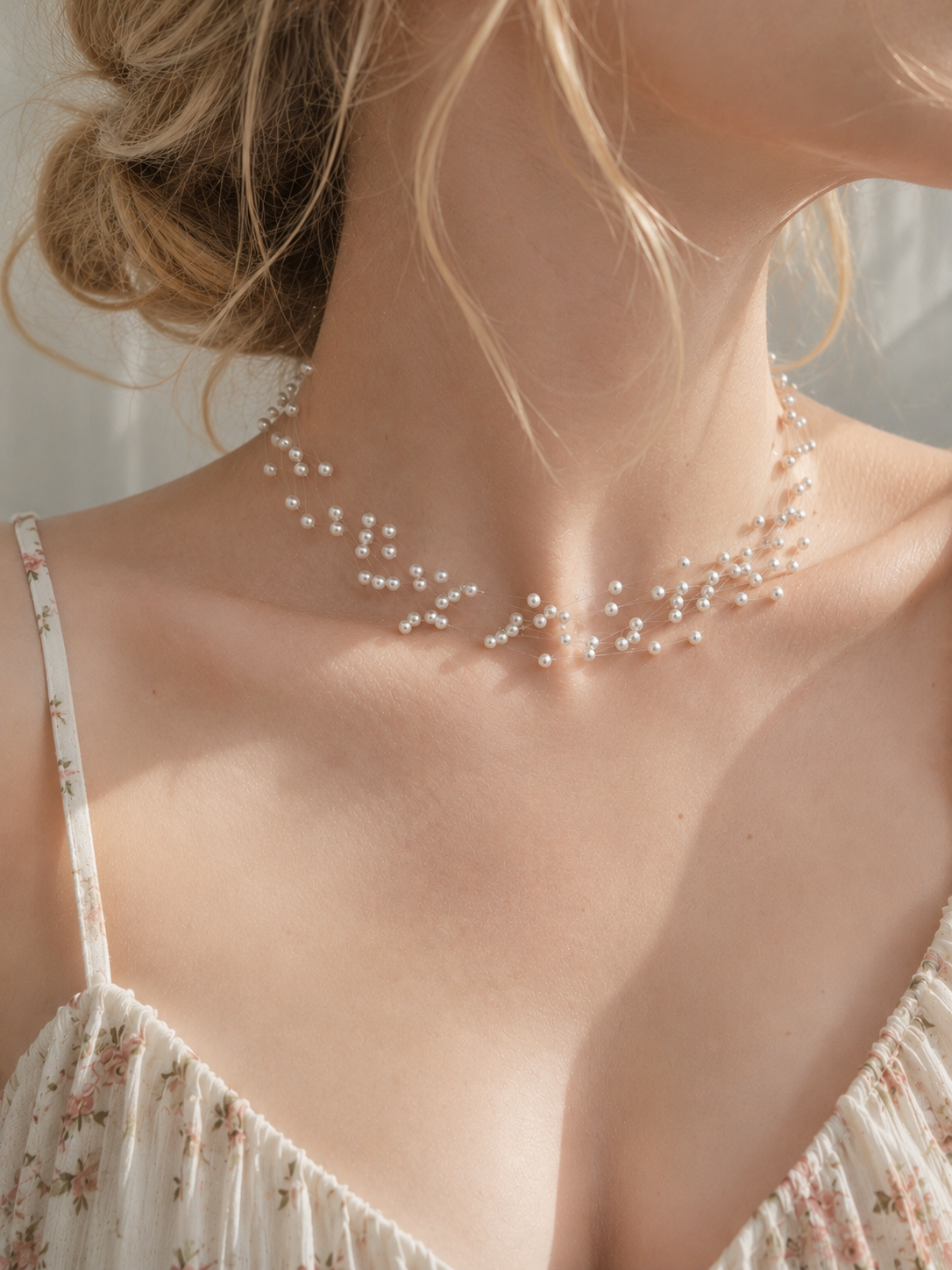 Starlit Pearl Veil Necklace