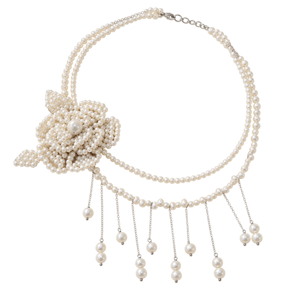 Pearl Rose Cascade Necklace