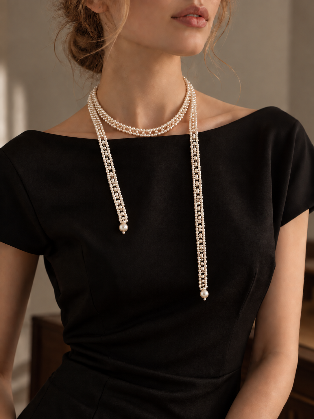 Pearl Tie Necklace