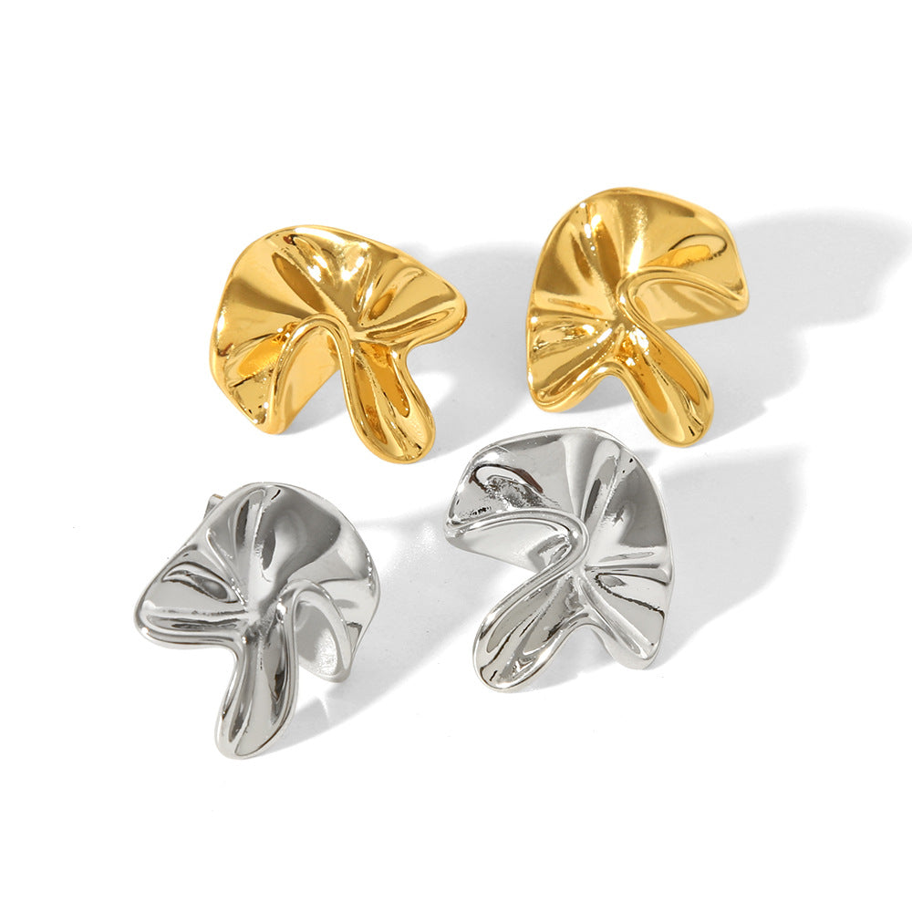 Folded Leaf Stud Earrings — detail 01