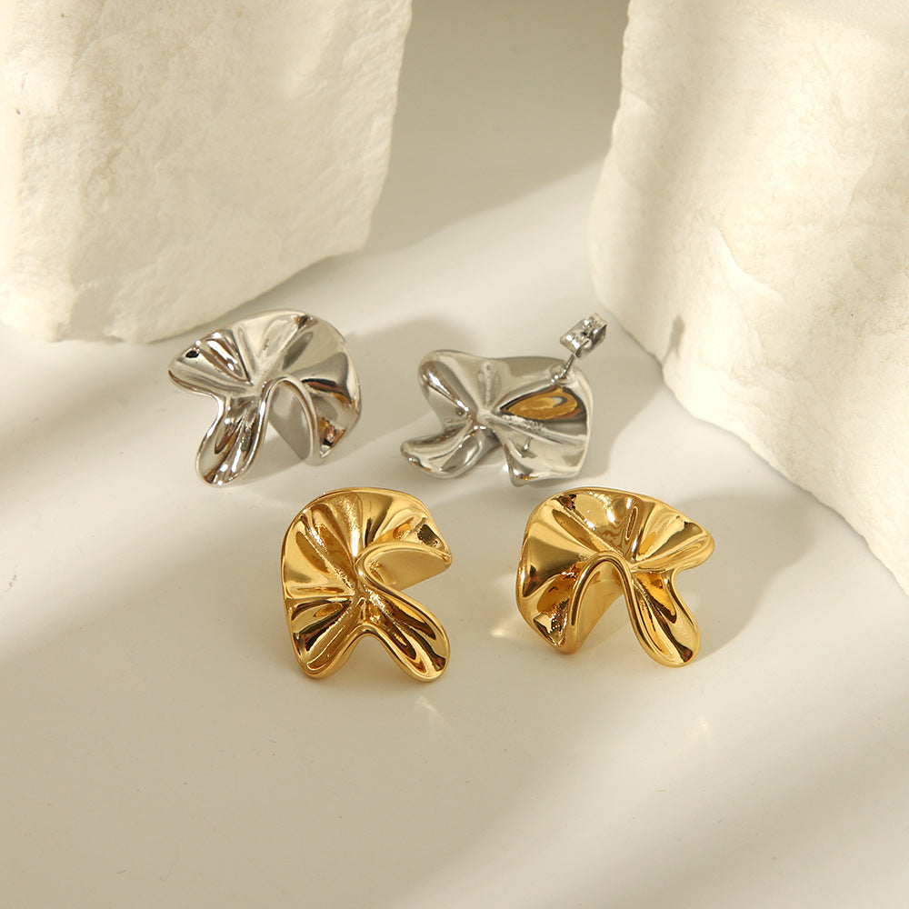 Folded Leaf Stud Earrings — detail 02