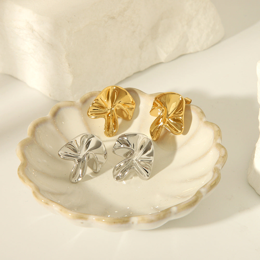 Folded Leaf Stud Earrings — detail 03