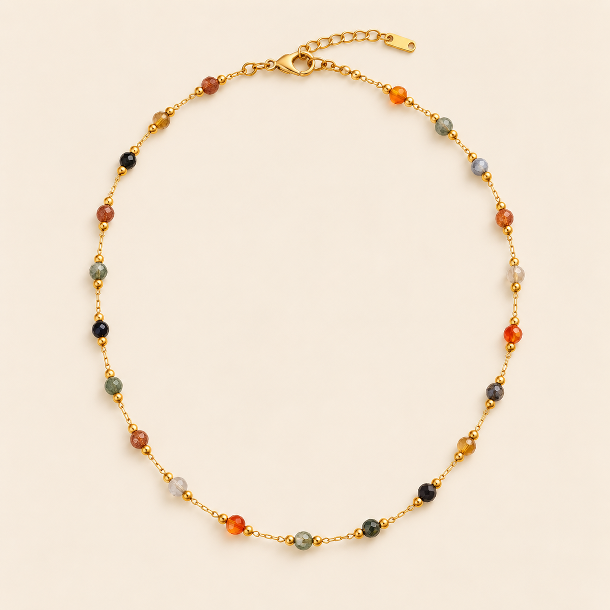 Chromatic Bead Chain Necklace — ivory gold main image