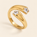 Crossed Star Open Ring — ivory gold main image