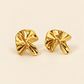 Folded Leaf Stud Earrings — ivory gold main image
