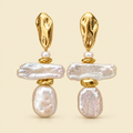 Sculpted Gold Baroque Pearl Earrings