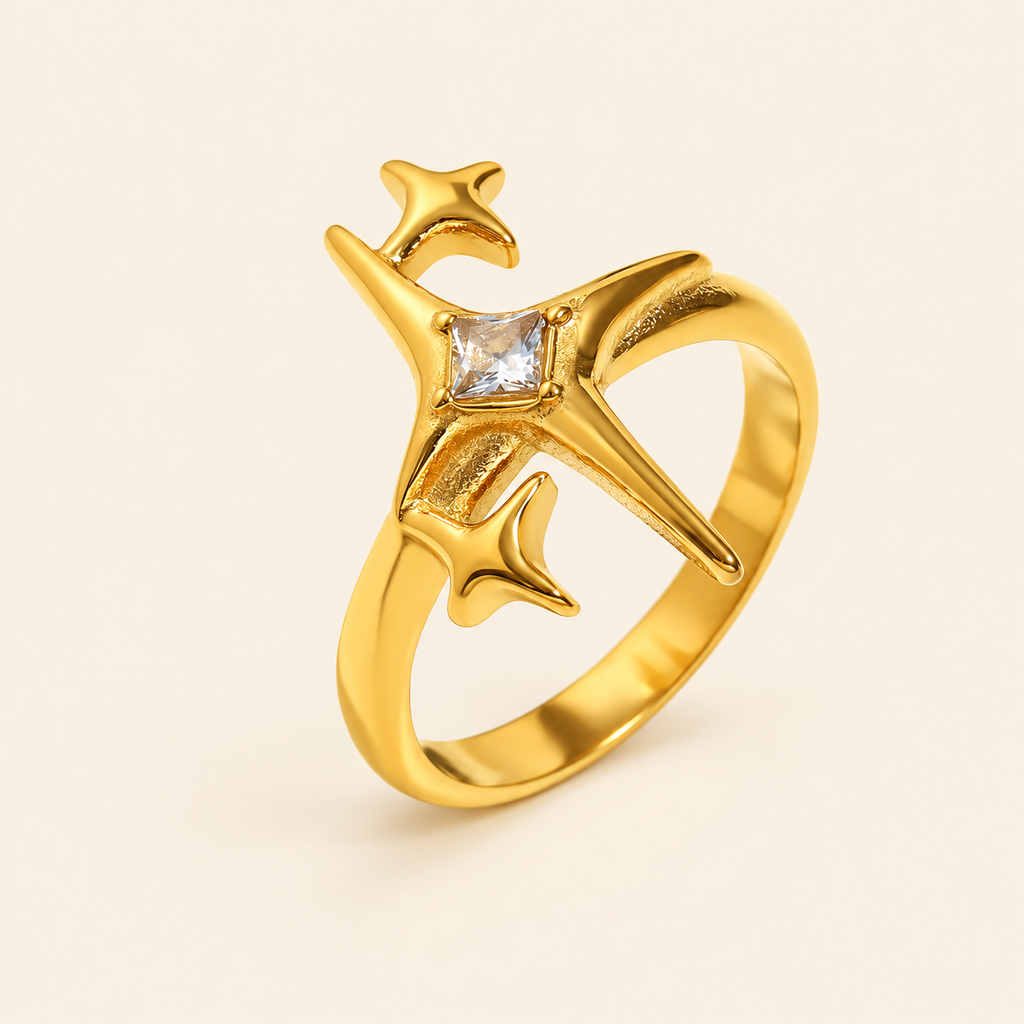 Golden North Star Ring — ivory main image