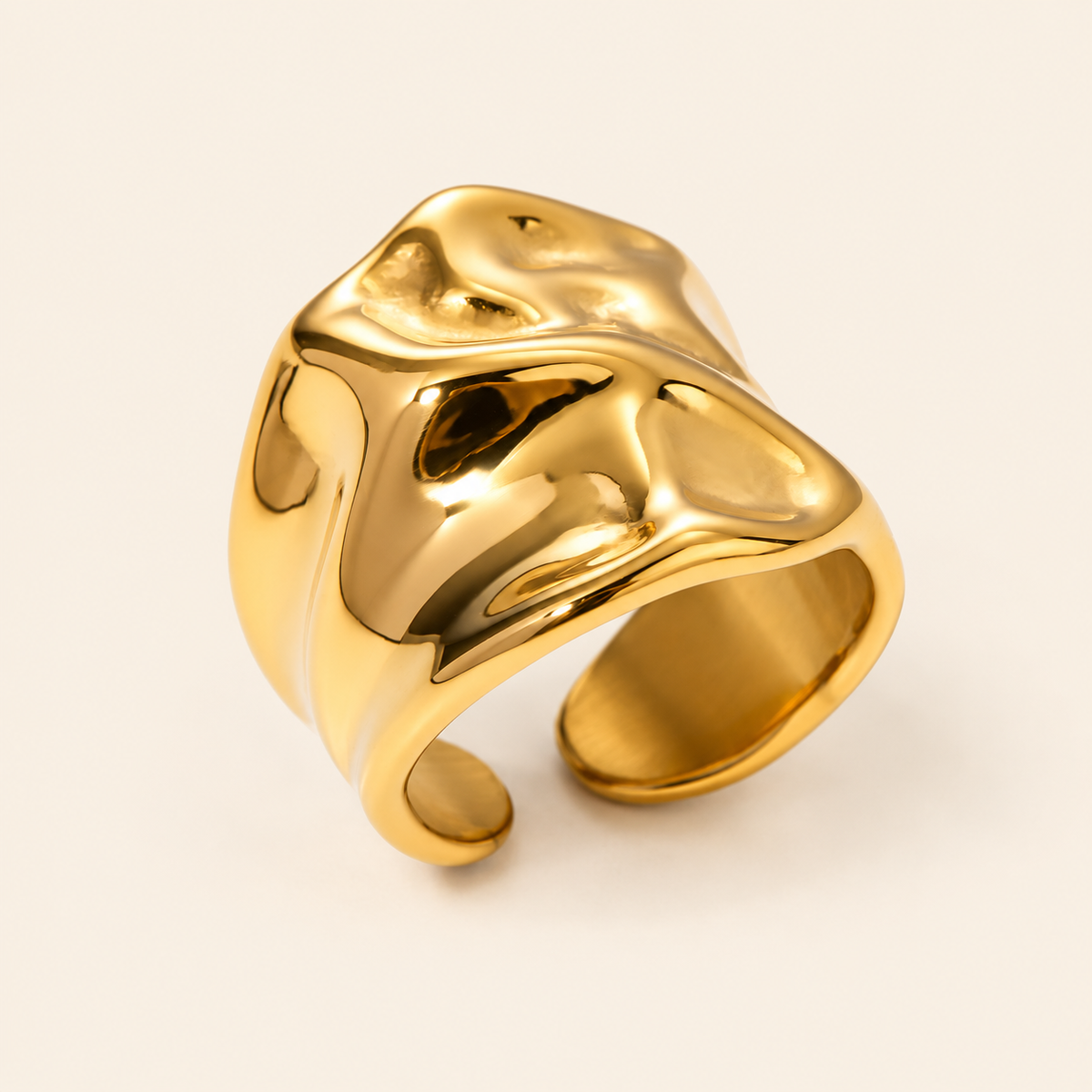 Molten Fold Cuff Ring — ivory gold main image