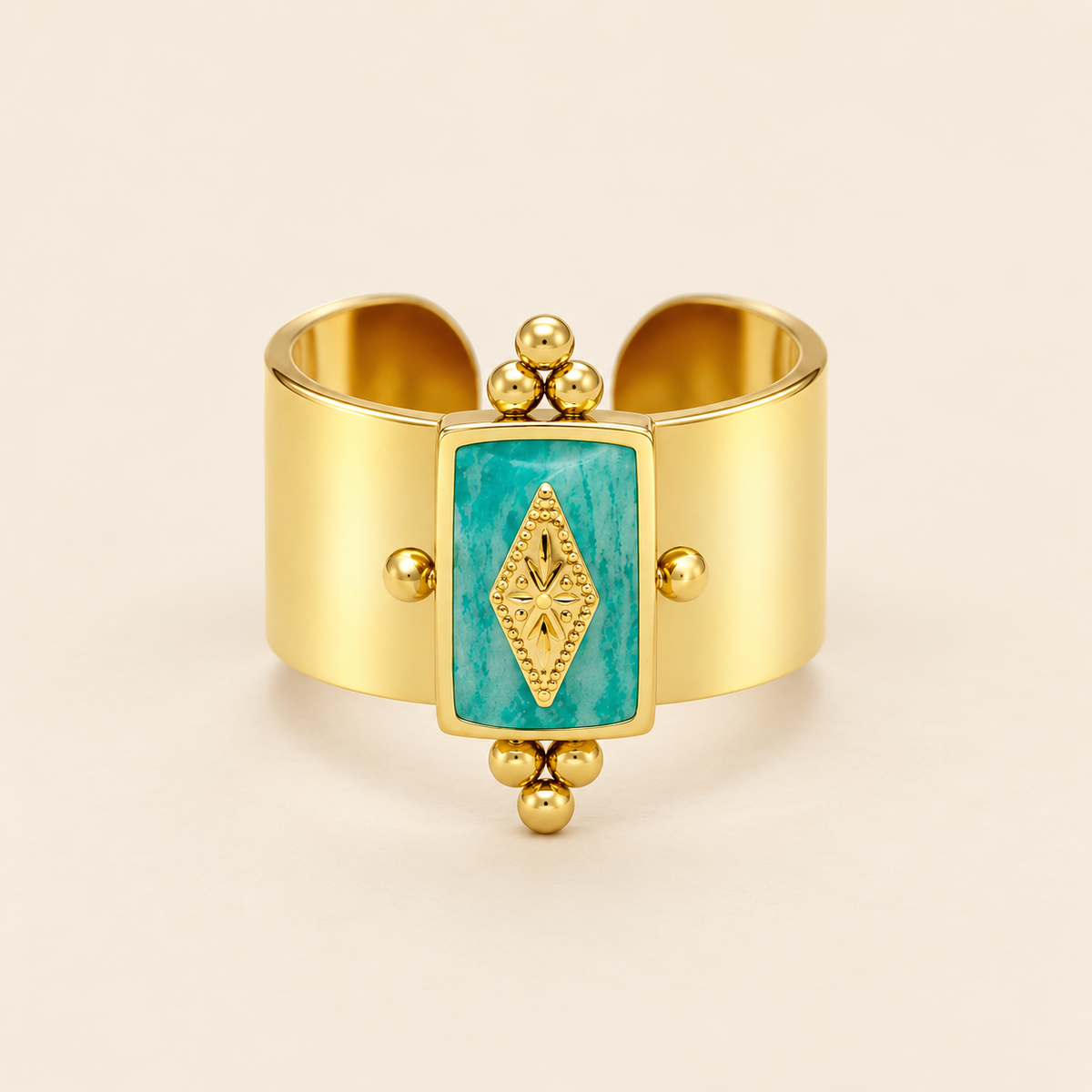 Nomad Stone Cuff Ring — ivory gold main image