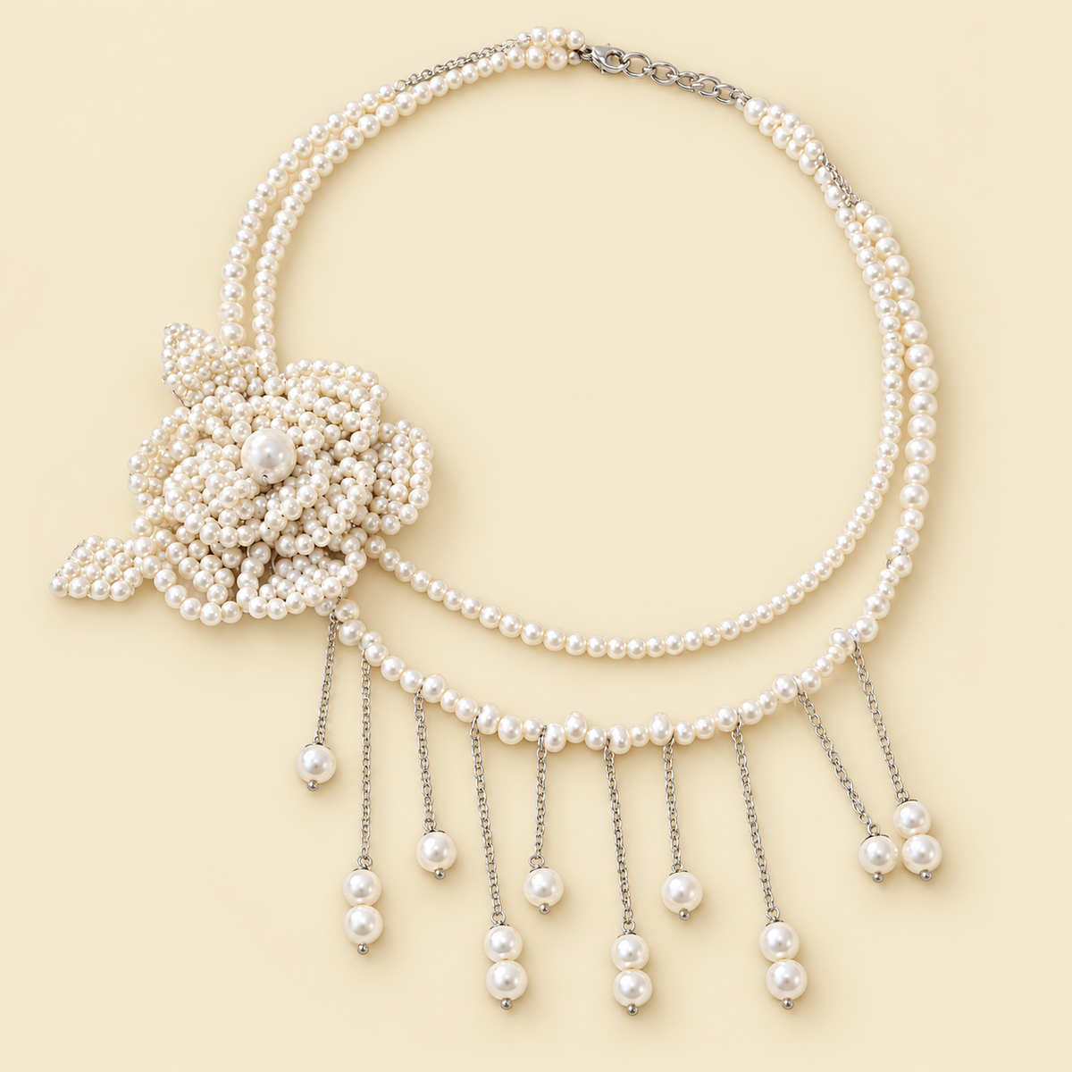 Pearl Rose Cascade Necklace