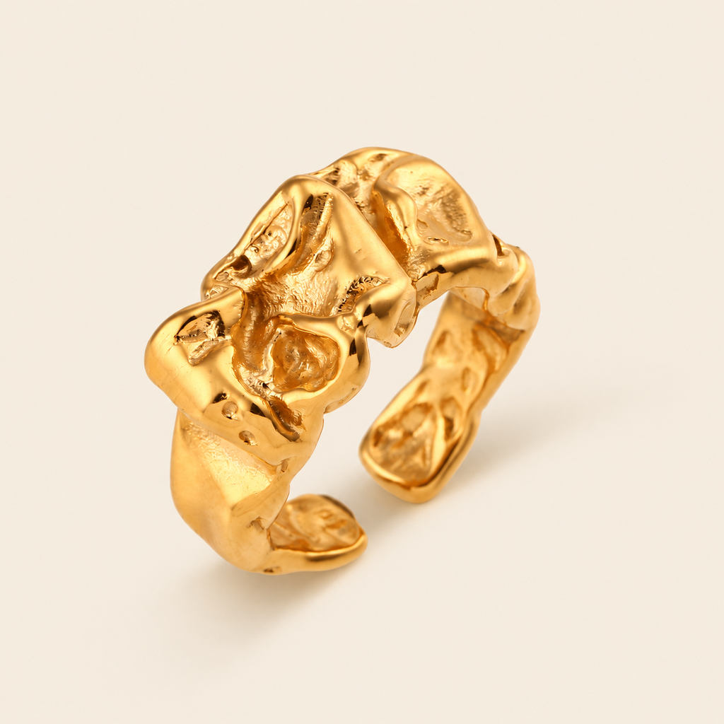 Sculpted Fold Open Ring — ivory gold main image